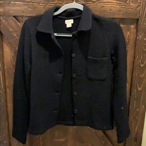 Black collared wool cardigan